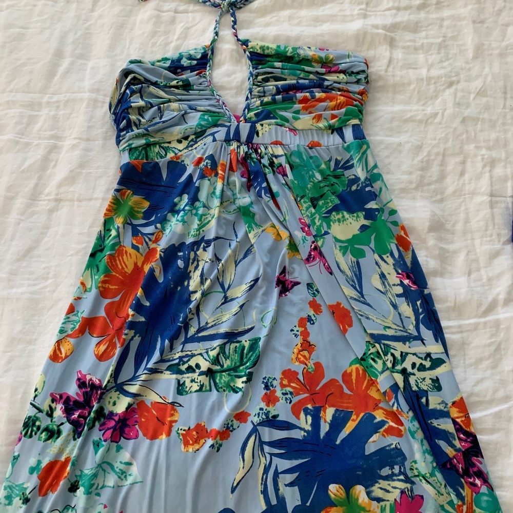 T-Bags Los Angeles Maxi Tropical Print Braided Halter L